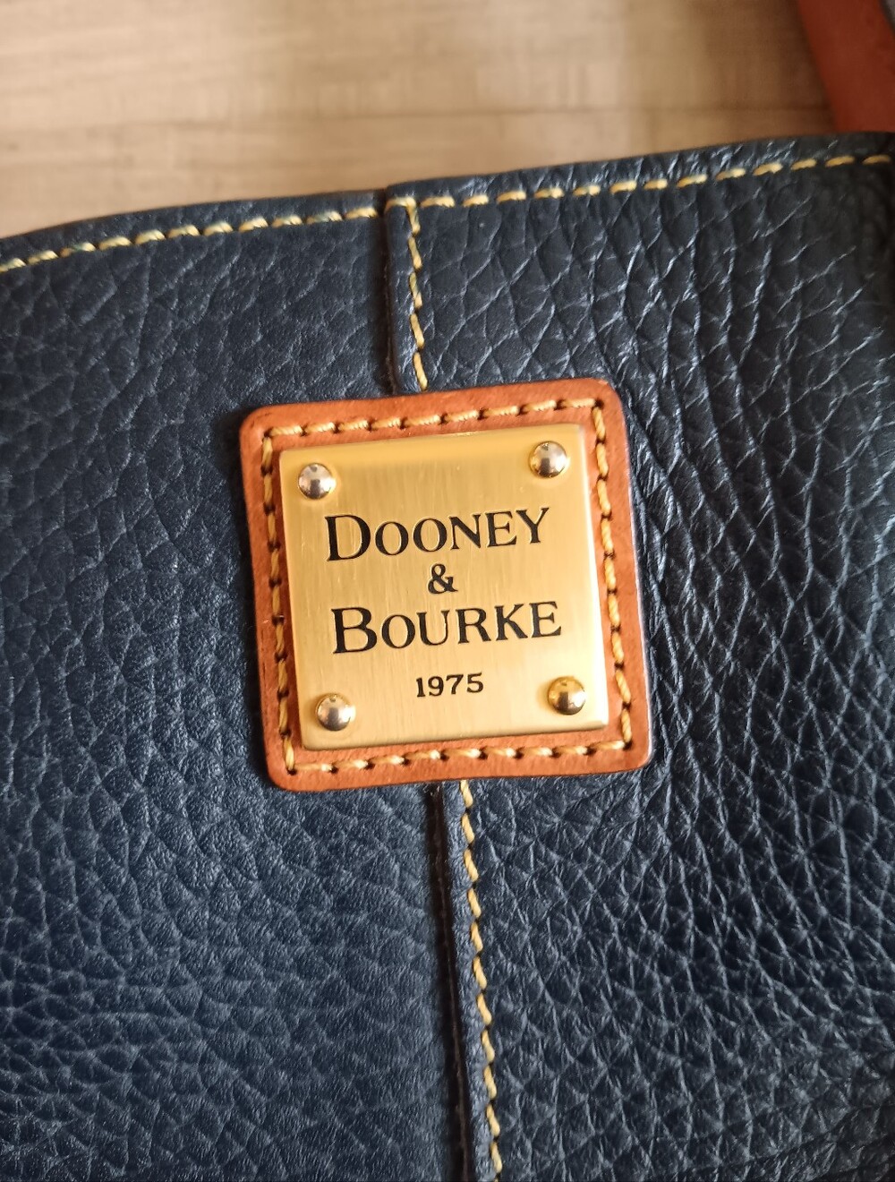 Dooney & Bourke Black Leather Tote with Tan Handles - Picture 7 of 7